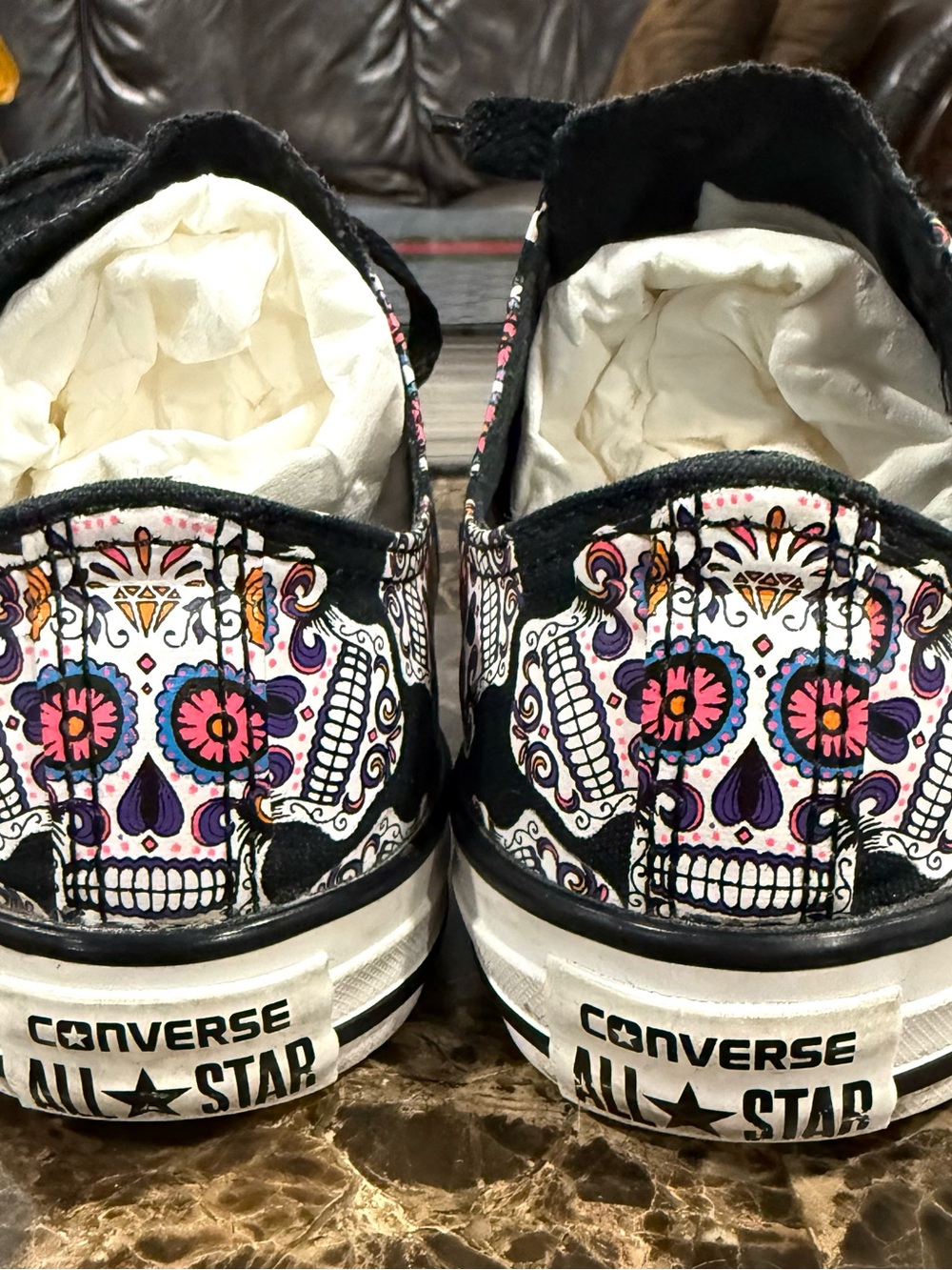 Converse Sugar Skull Dia De Los Muertos Low Top Sneakers Youth 3, Womens 5 EU 35